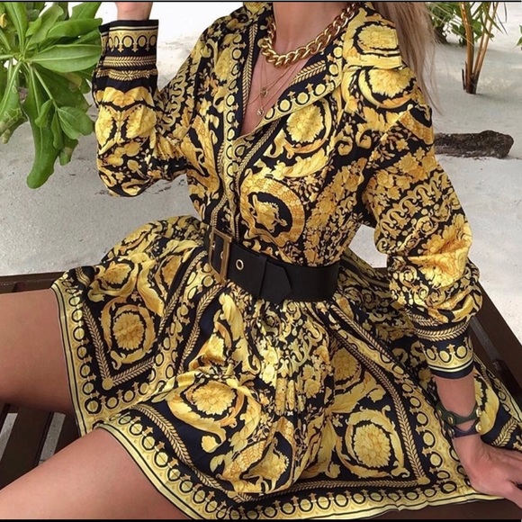 Dresses & Skirts - New Multi Colored Vintage Print Button-Up Dress